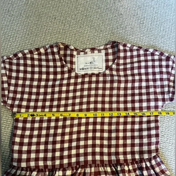 notPERFECTLINEN montmarte drop shoulder dress in Marsala gingham - Picture 5 of 9